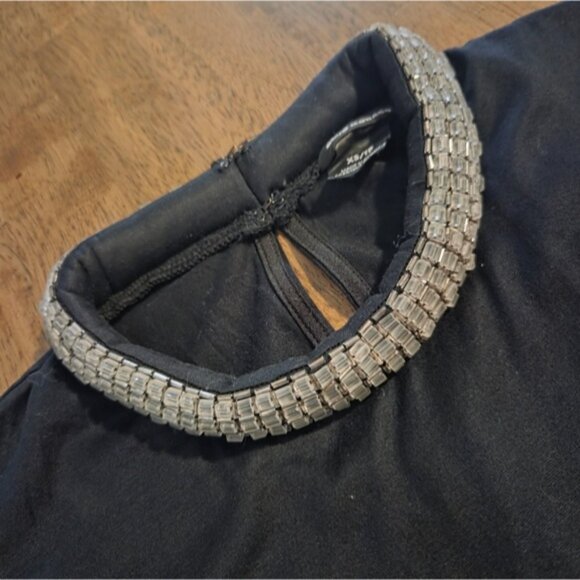 Club Monaco Black Top with Rhinestone Collar - Picture 2 of 5